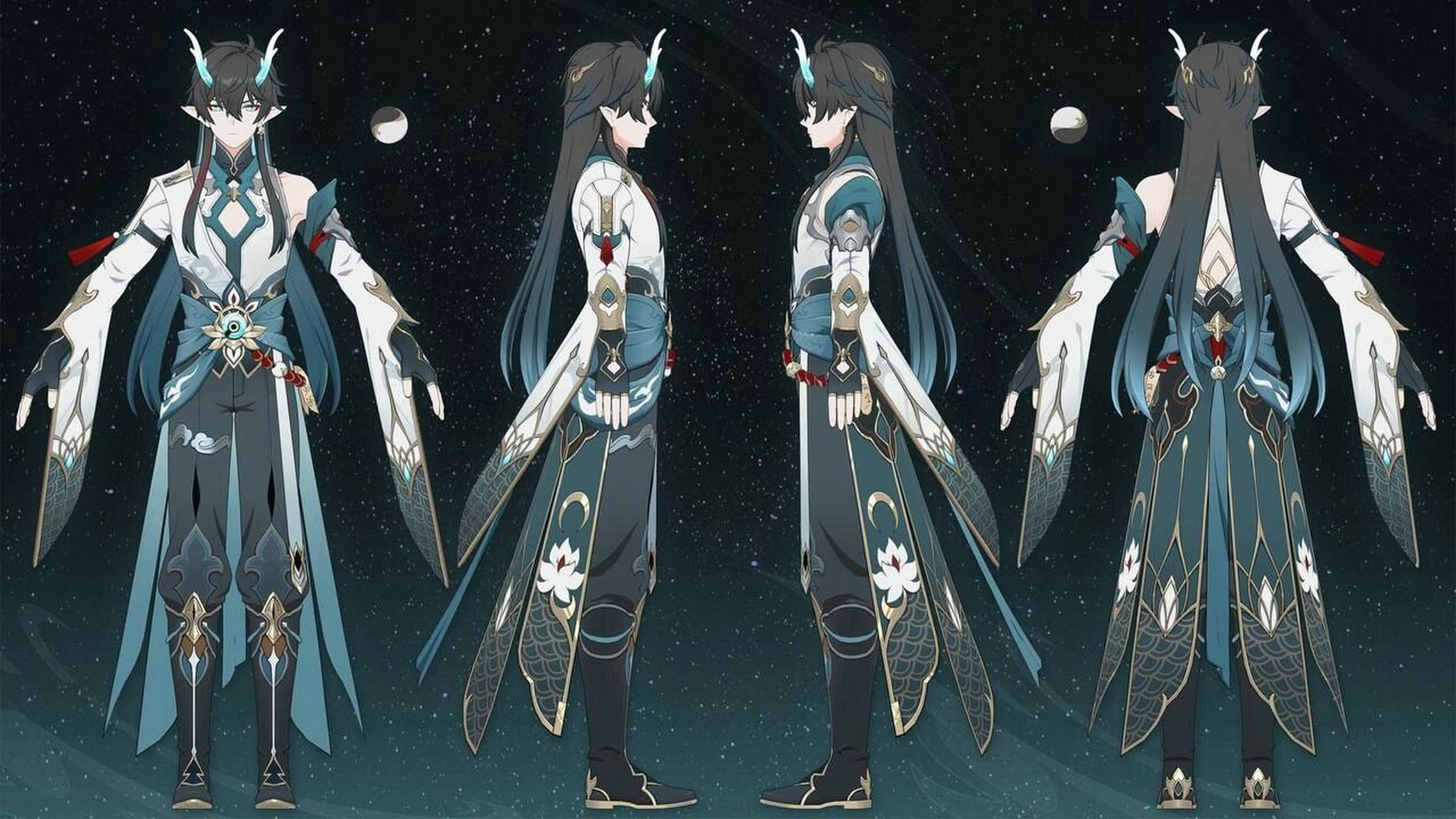 饮月君丹恒寒鸦黑天鹅卢卡建模三视图 饮月君丹恒