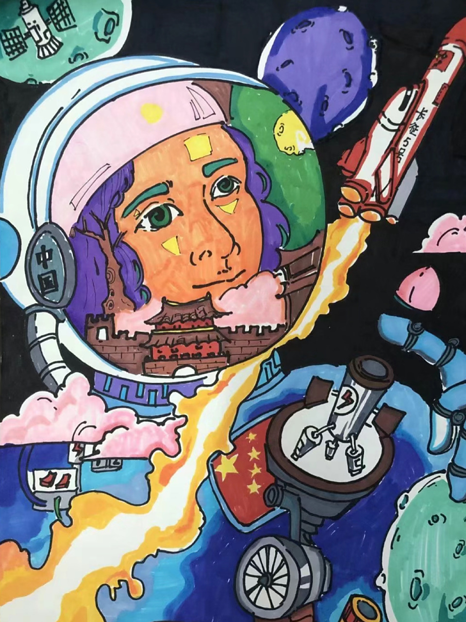 儿童创意绘画素材水粉爱国绘画 02最近分享了一波来自某处看到的好