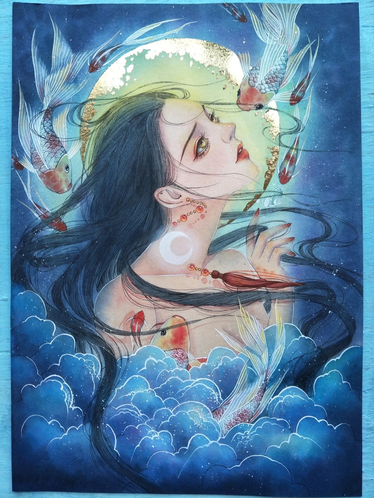 原创古风水彩人物画