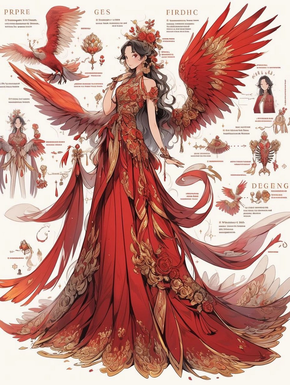 ai服装设计|国风|《山海经》凤凰97 丹穴之山,其上多金玉.