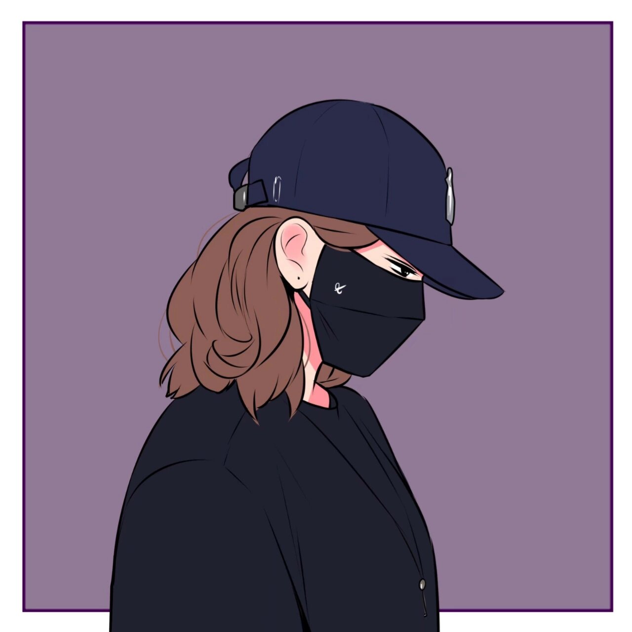 侧脸口罩女头像