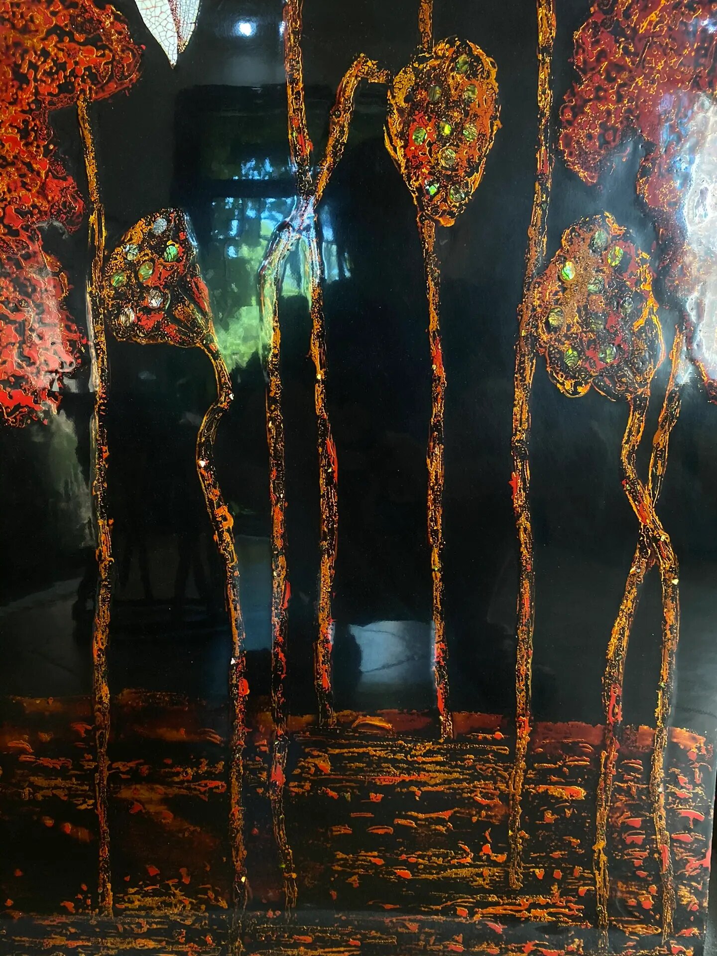 规格180x70cm 新品漆画荷花系列 全蛋壳镶嵌荷花,工匠之作大漆非遗