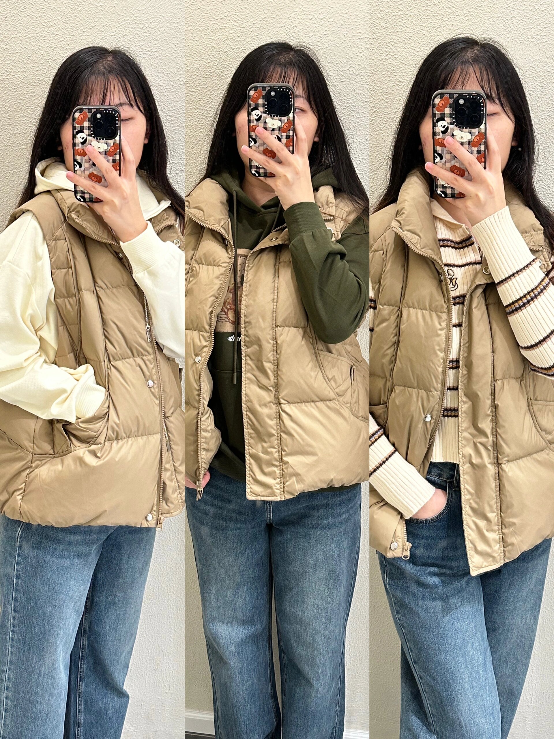 ootd|卡其色羽绒马甲穿出时尚范儿!