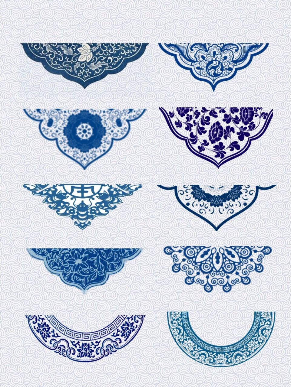免抠素材丨23款🌀青花瓷花纹边框藻井纹样 今日分享 🔥传统中国风