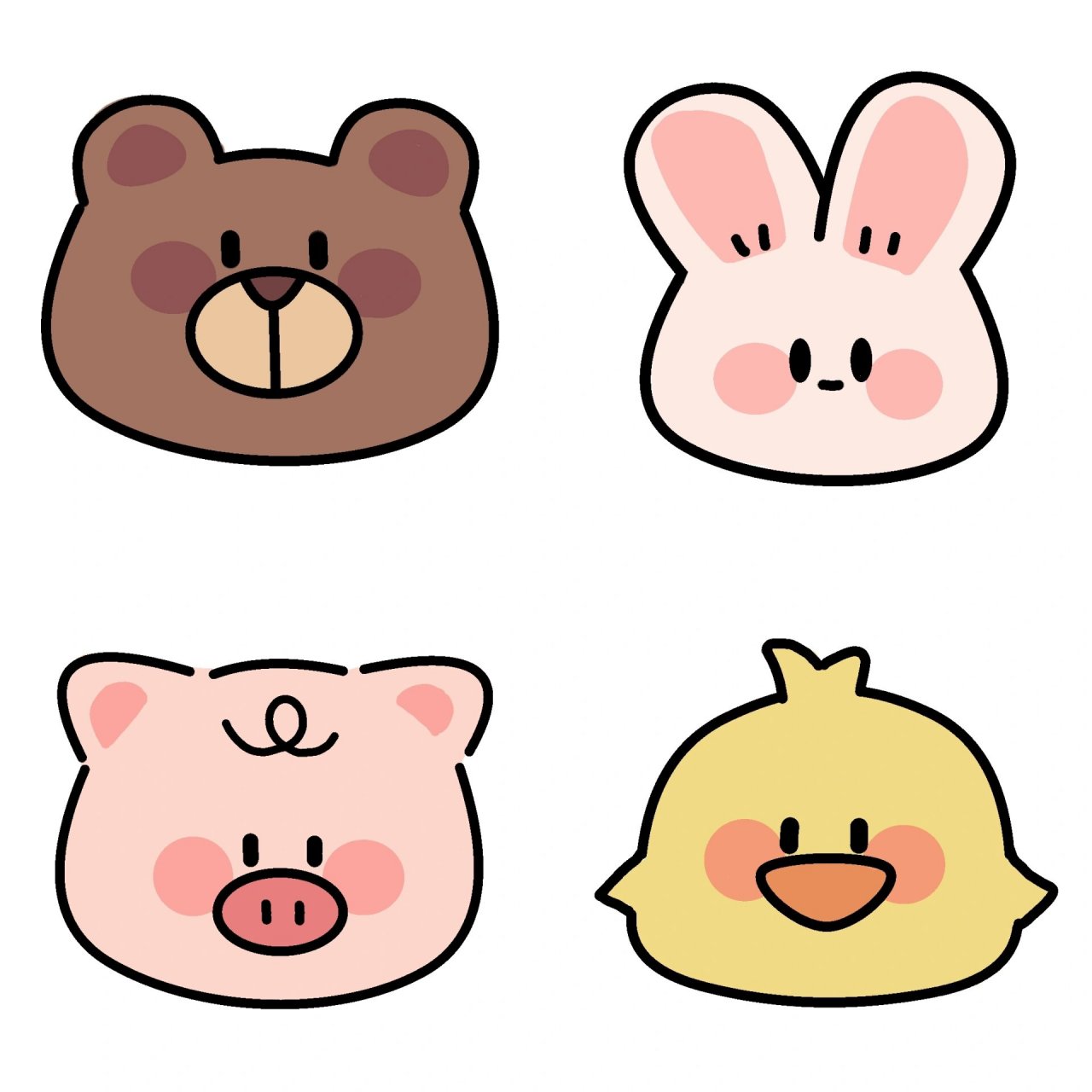 简笔画‖小动物小头像 今天画的是几只可爱的小动物 涂完色真的超可爱