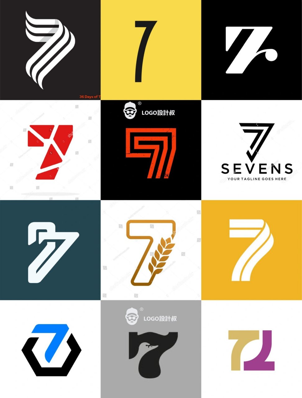 一数字logo设计 ▂7 logo设计 一数字7log