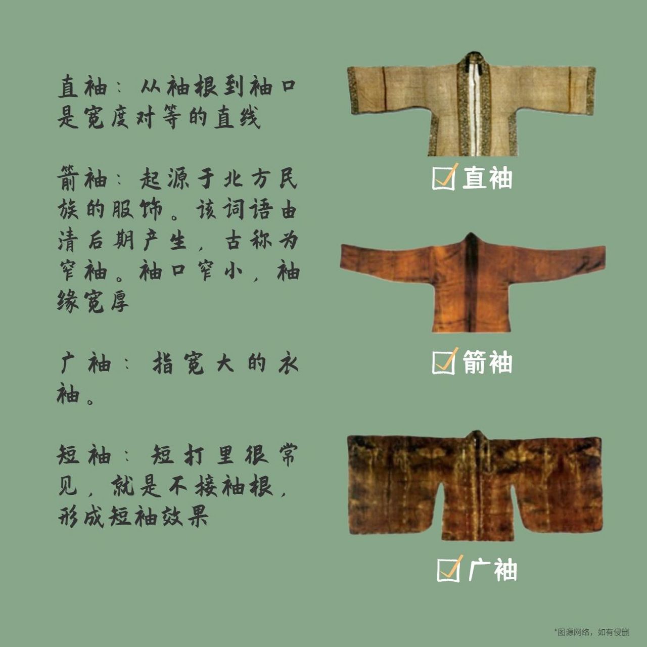 汉服入门小知识|常见的六种汉服袖型～ 常见的汉服袖型有六种:箭袖(窄