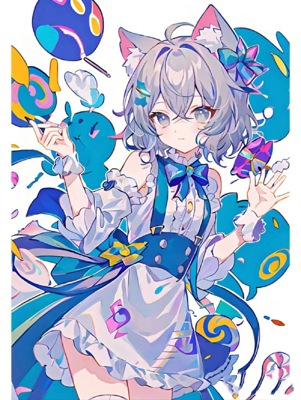 半身动漫人物分享 粉紫色调的好好看,不同颜色的撞色.