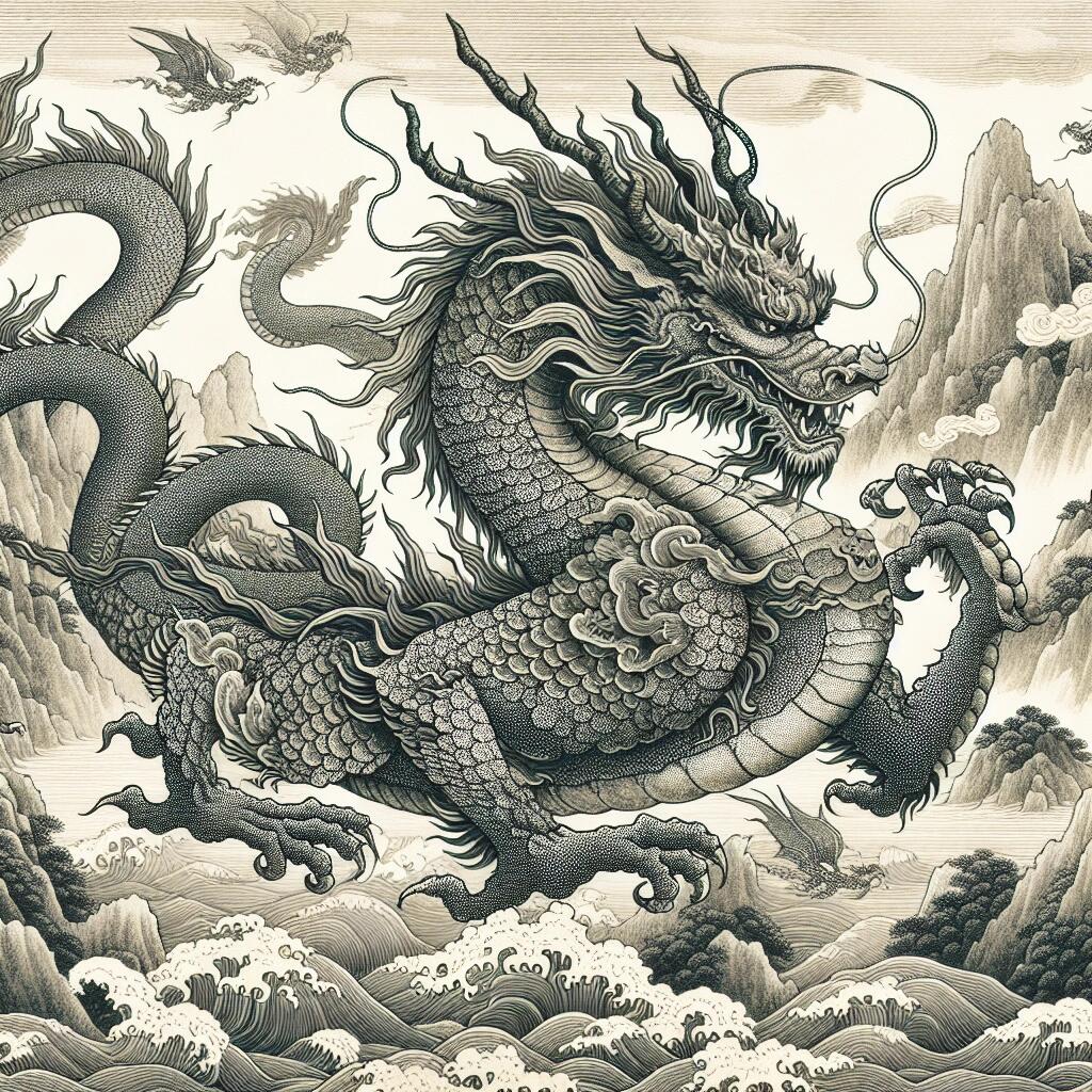 山海经-虬龙:有鳞有角,是龙之壮年,能在山林中穿梭,有时也能升天或入