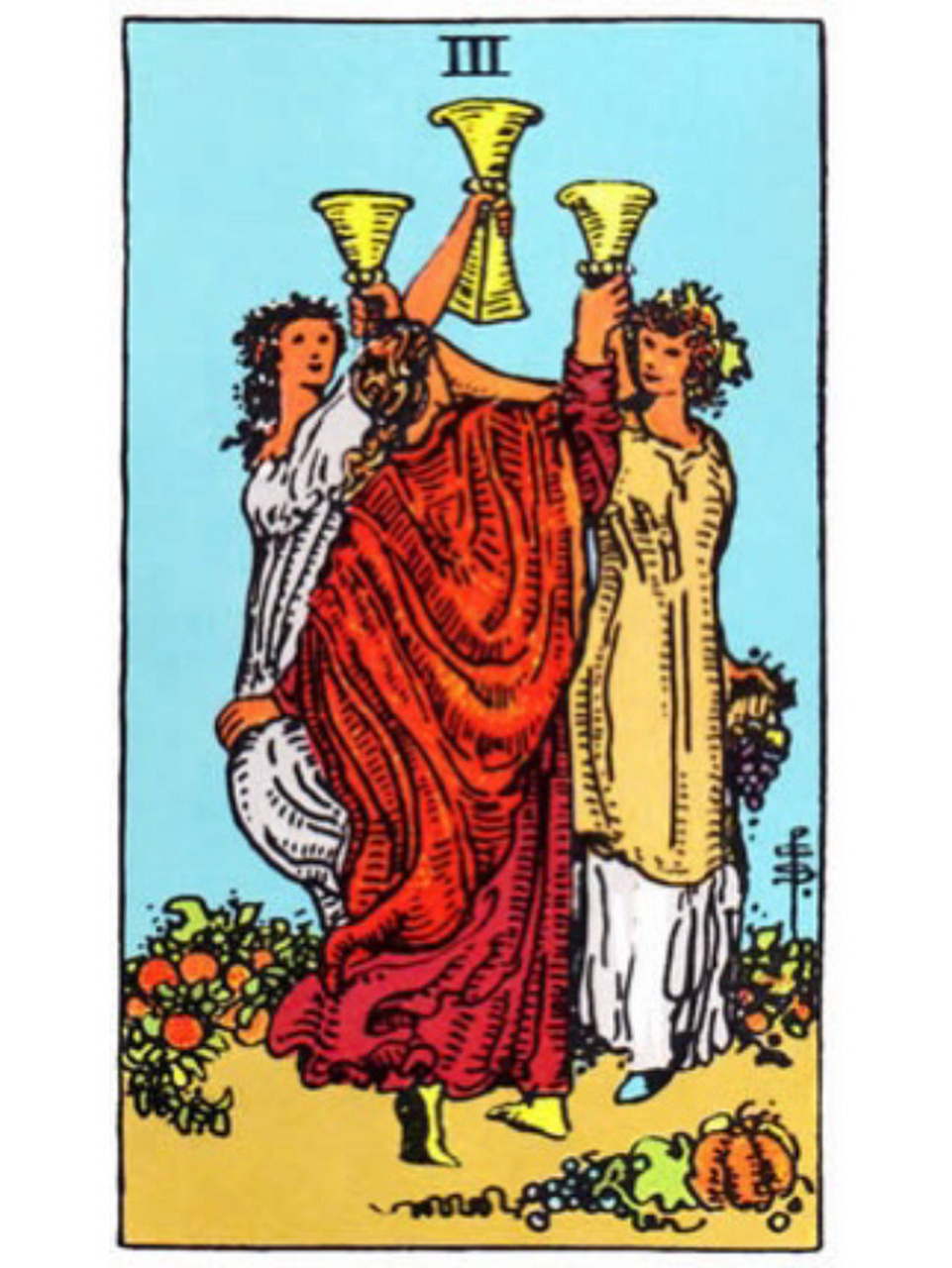 圣杯3代表了很强烈的庆祝,分享,一起欢乐的意思,这张牌多半是因为成功