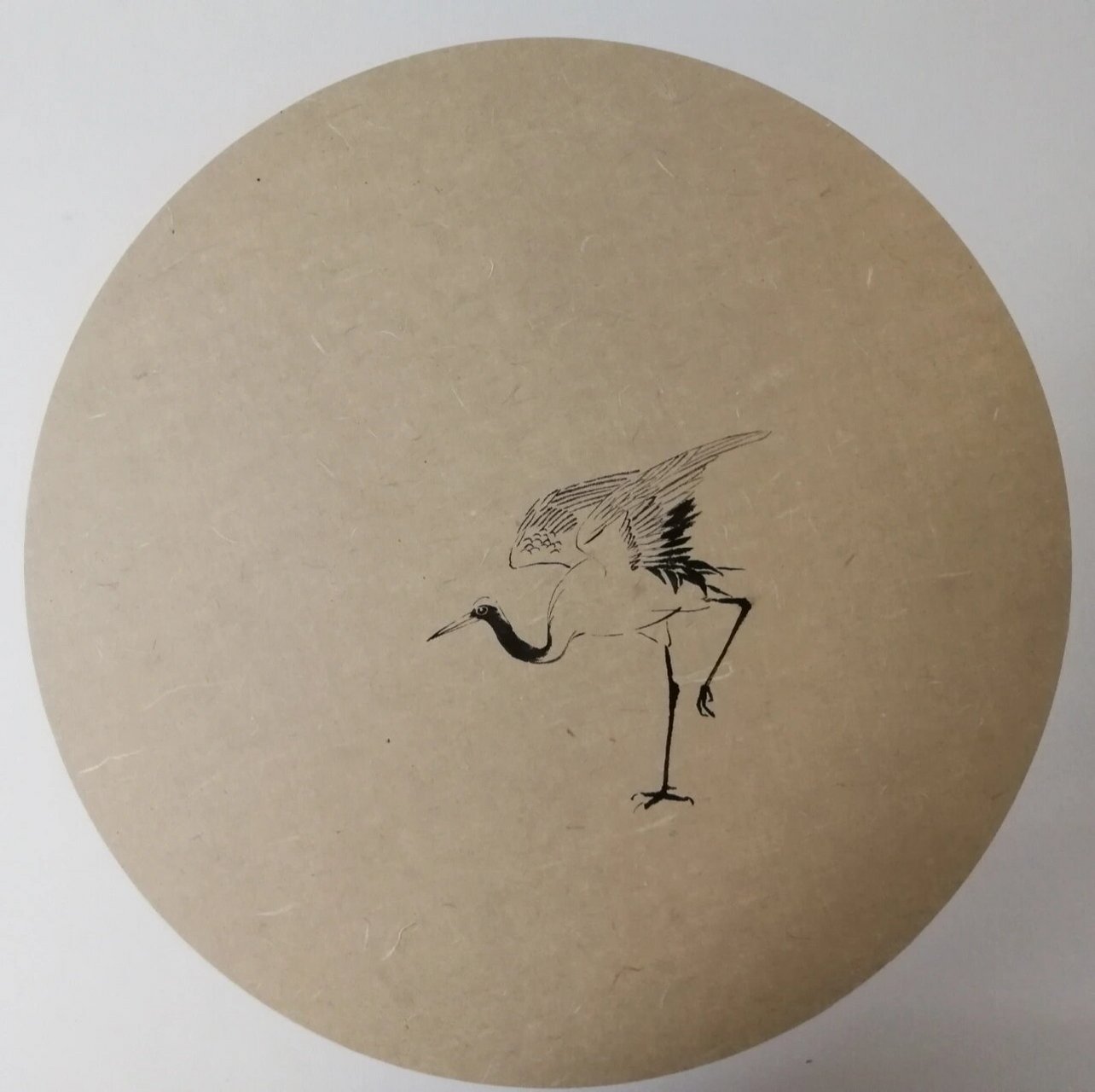 国画仙鹤·起舞   8215材质:45x45cm 半生半熟仿古宣卡纸