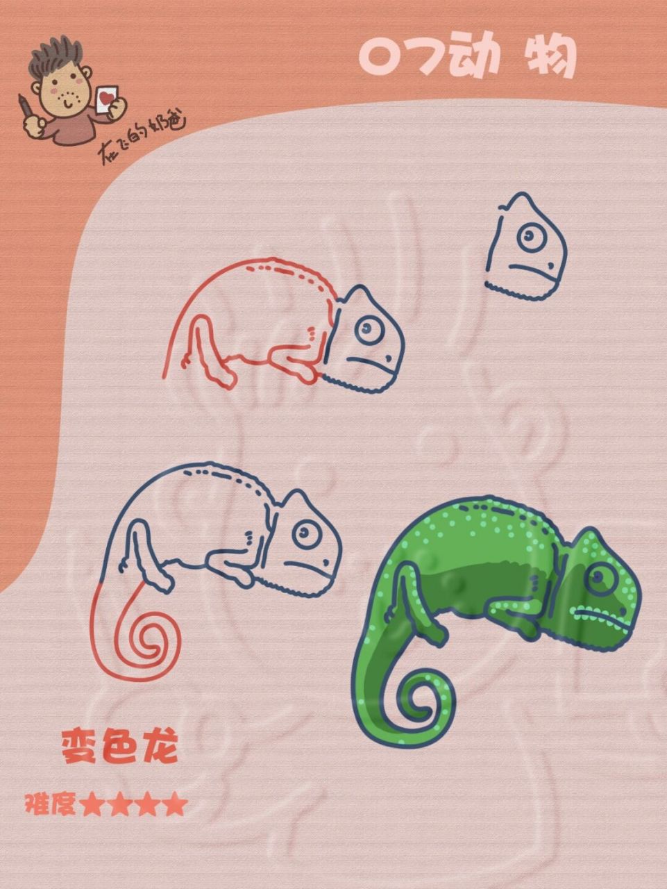 变色龙 简笔画 #手帐# #少儿美术# #简笔画教程# #手抄报##平板绘画