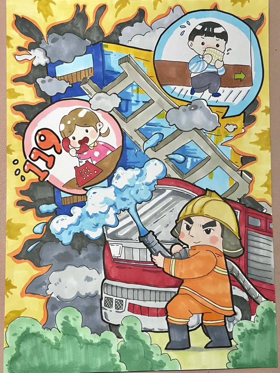 消防安全 儿童画 存档!