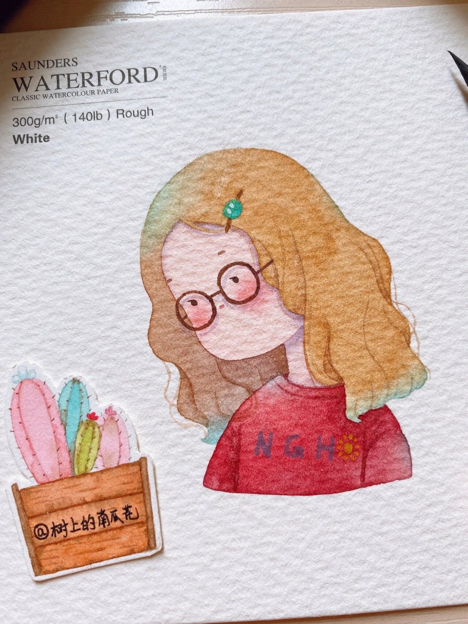 森系复古风 / 戴眼镜的小女孩～ 水彩插画 手绘软萌可爱 眼镜女孩