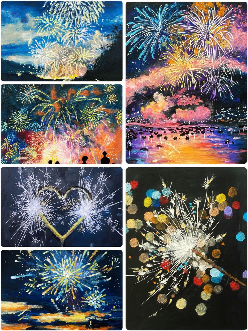 过年怎么能少了烟花 绘画步骤与视频过程均已发出哦 过年没时间画画