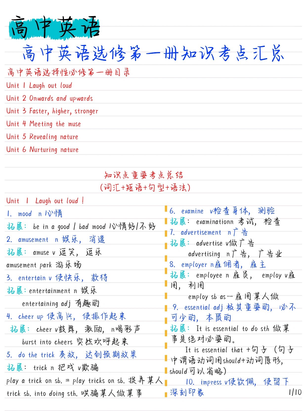 高中英语知识归纳(精品高中英语知识点归纳汇总)  第2张