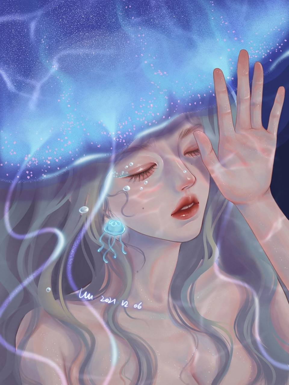 procreate|水中系列之水母拟人 色彩周绘打卡第二期水母 依然是拟人风