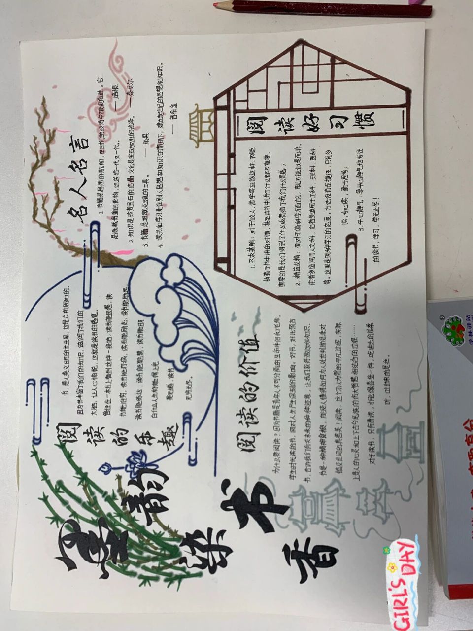 读书节手抄报 学生做的手抄报实在是太好看啦