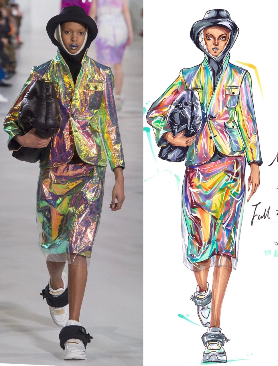 镭射面料的画法  镭射面料是一种看起来很厉害,实际上画起来很简单的