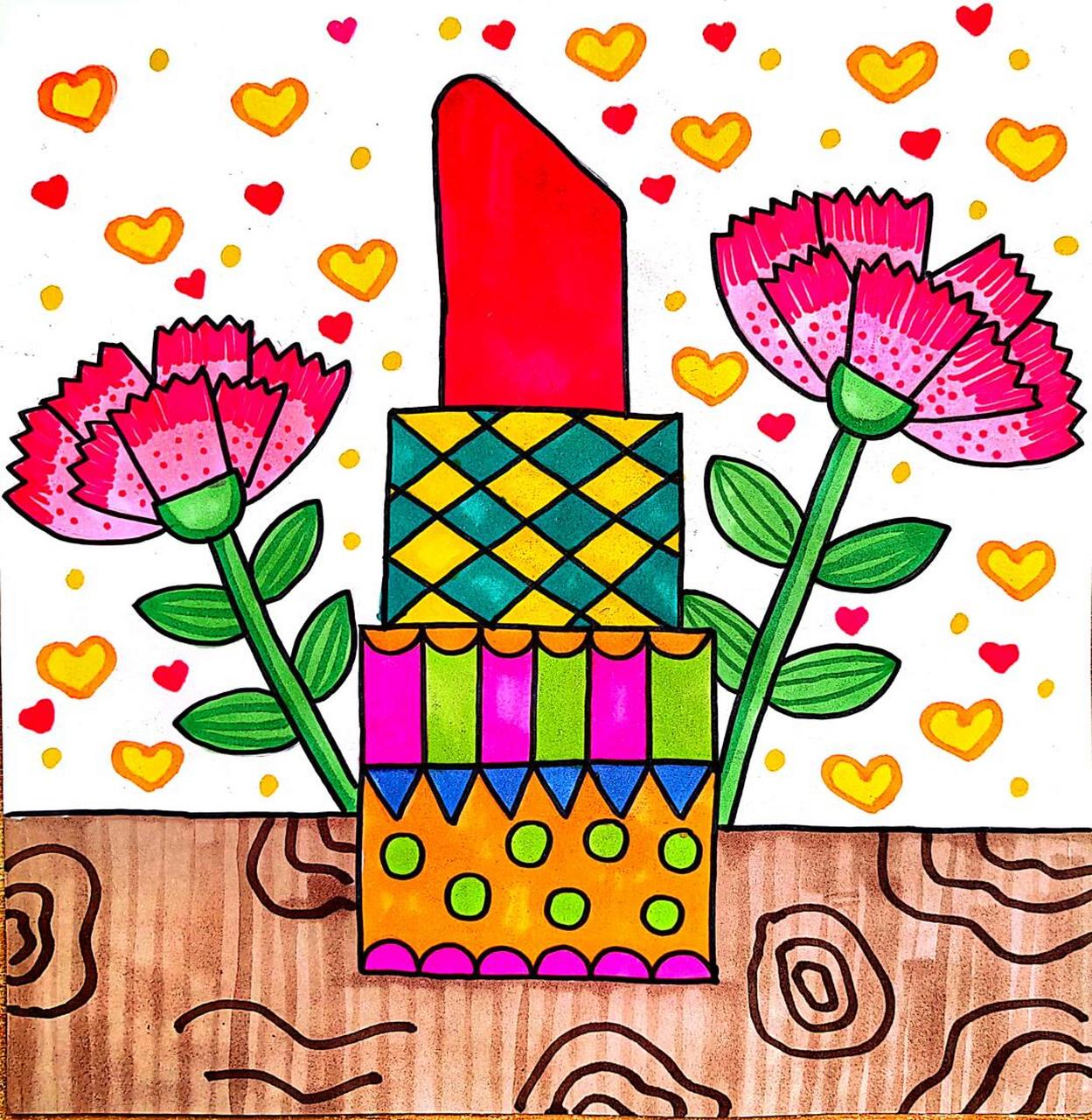 母亲节儿童画,送给妈妈的礼物97#儿童主题画# #简笔画