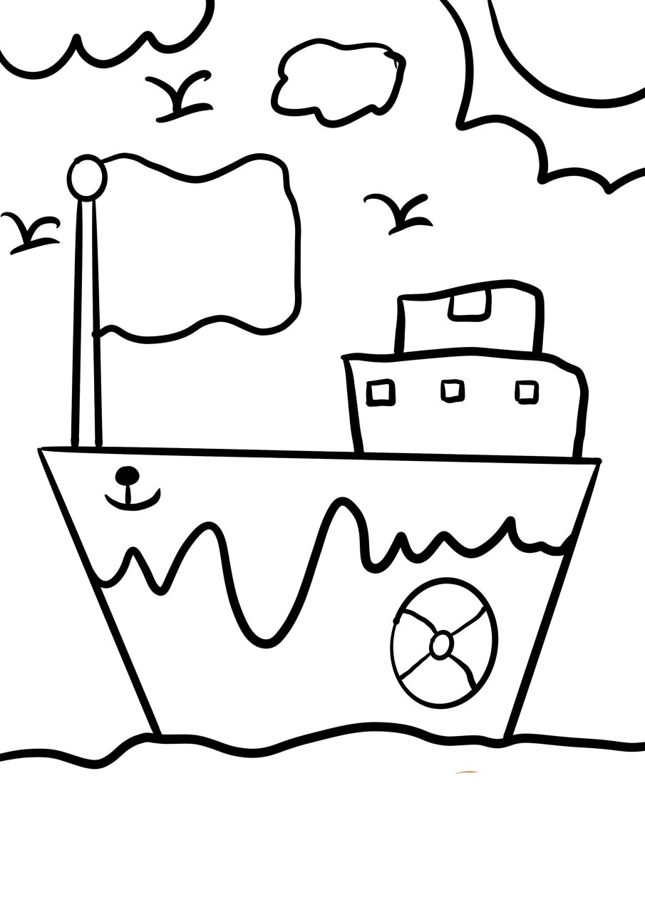 轮船儿童创意画(附线稿)