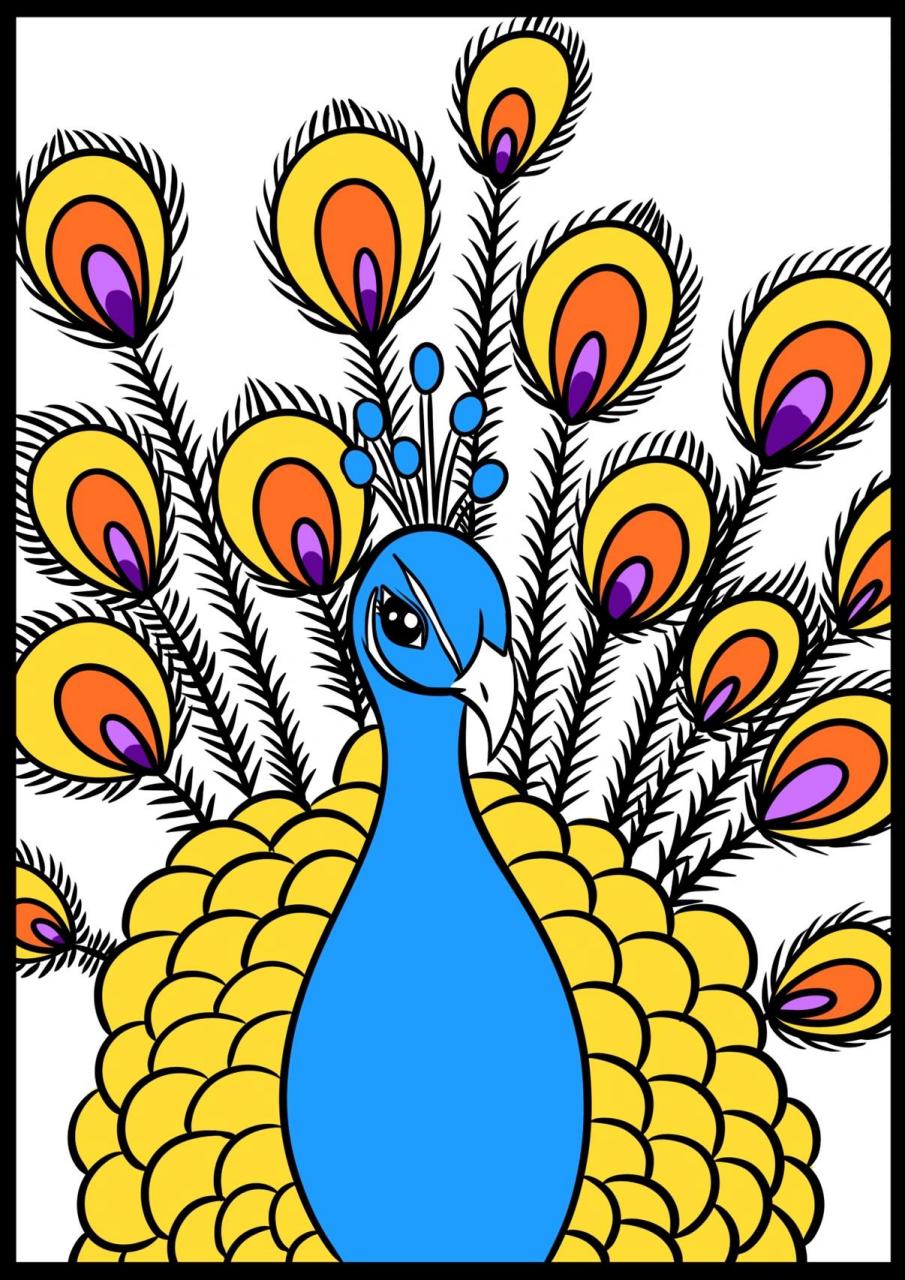 孔雀创意画7-9 在今天的绘画课程中,主要练习线条的流畅度以及学习