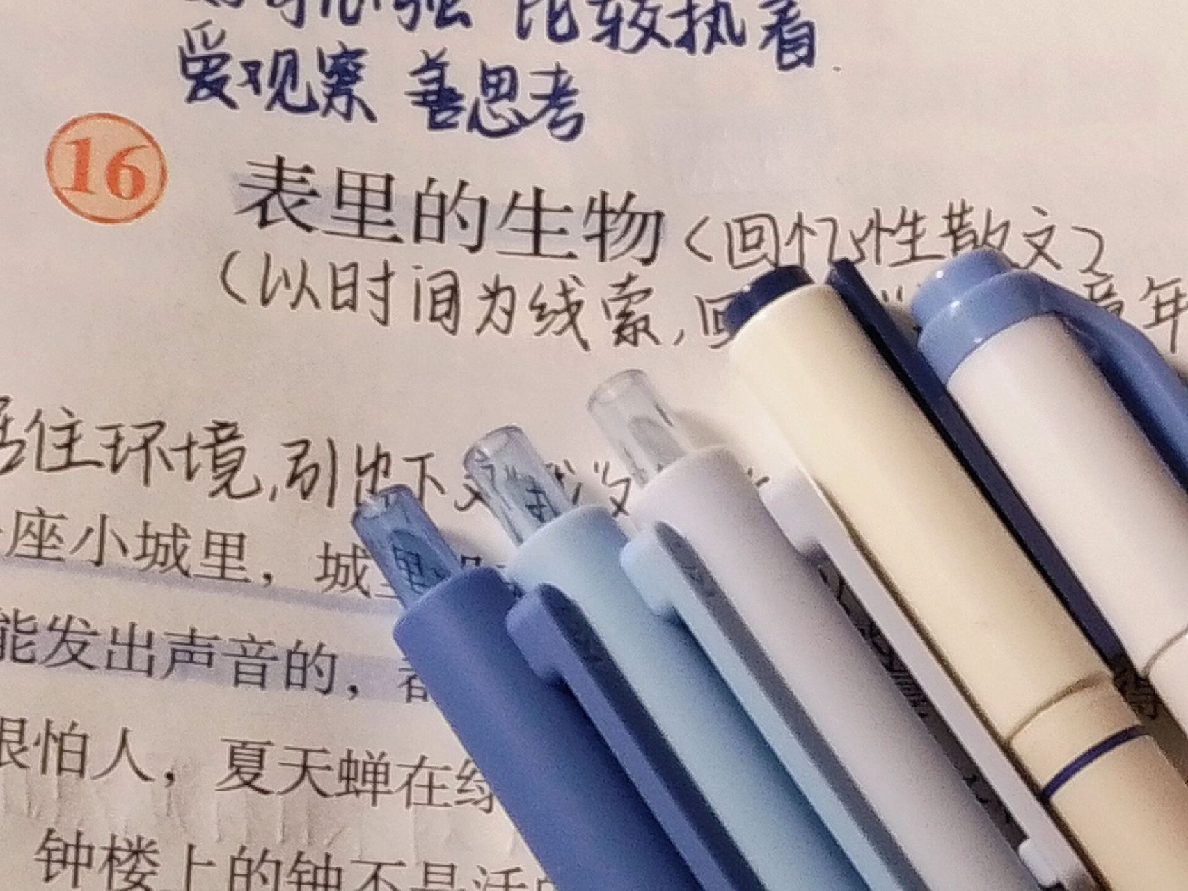 六下语文笔记【表里的生物】 笔:kaco海洋物语 点石柔绘笔 盾牌荧光笔