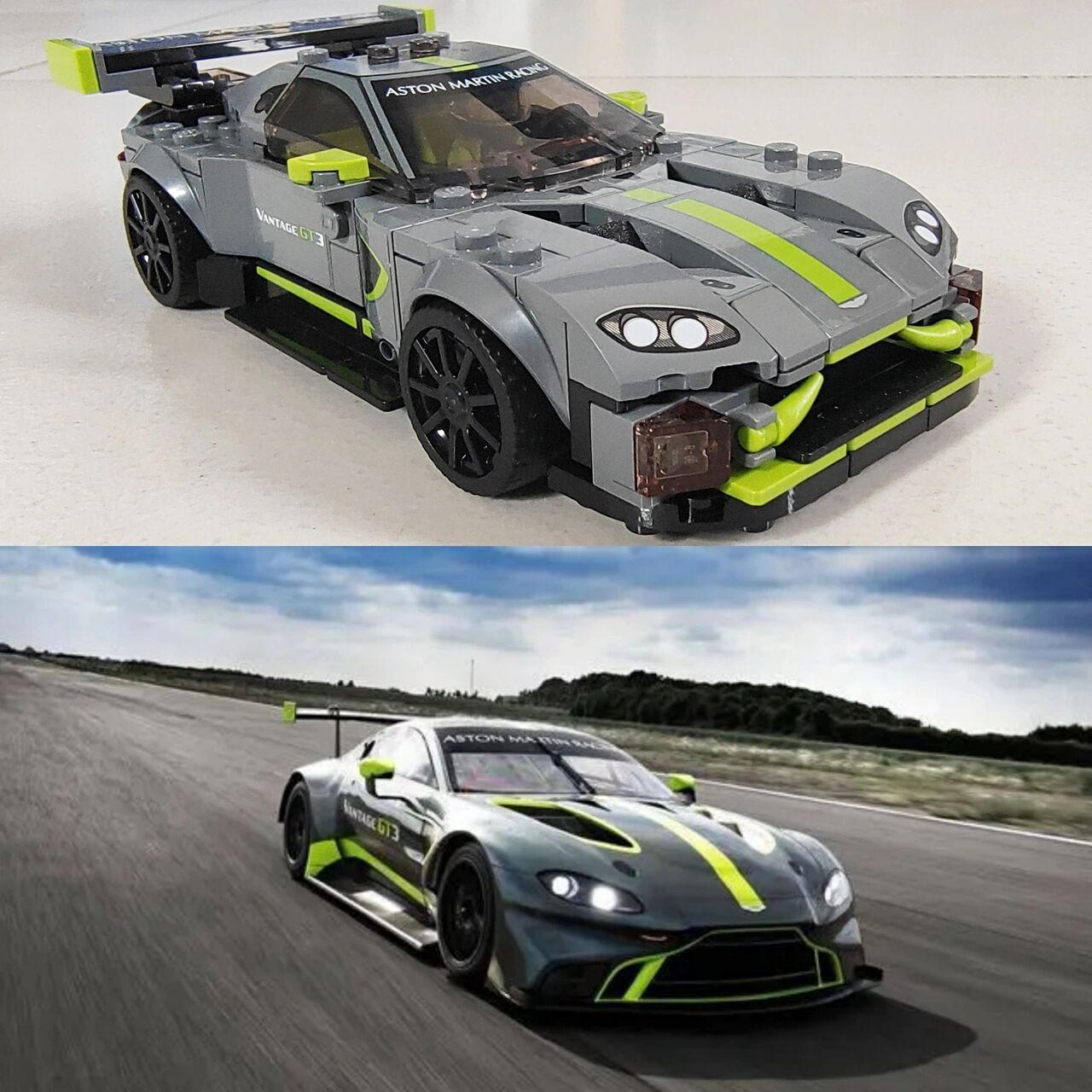 乐高speed系列 阿斯顿马丁套装真车对比 女武神侧面还原度还是可以的