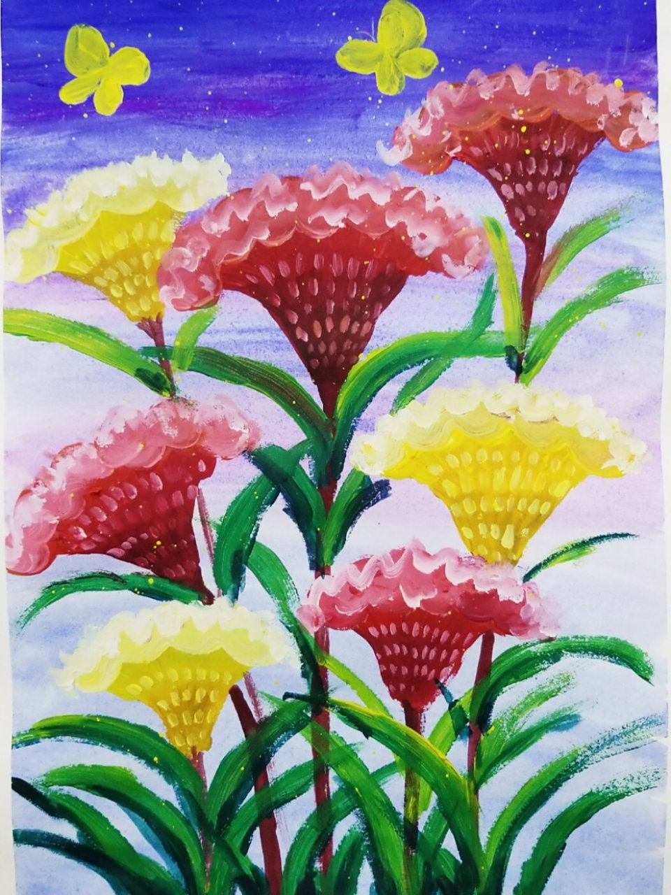 儿童画#水粉画#水粉花卉#儿童水粉#创意美术 #主题画