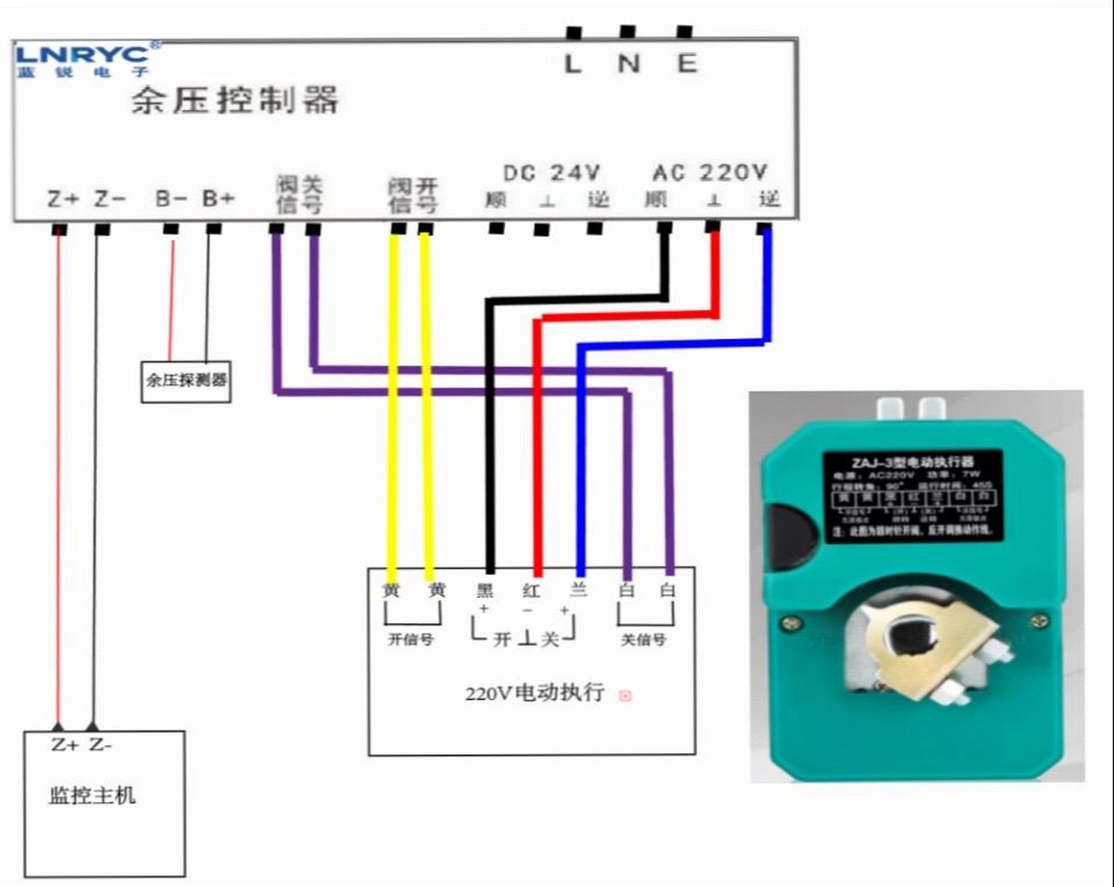 余压控制器与多种电动执行器接线图.