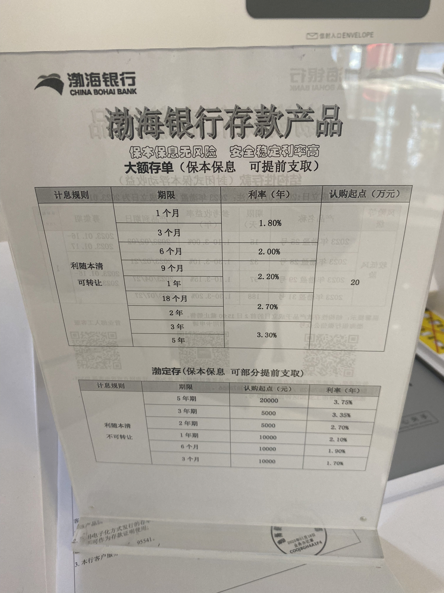 渤海银行 渤定存