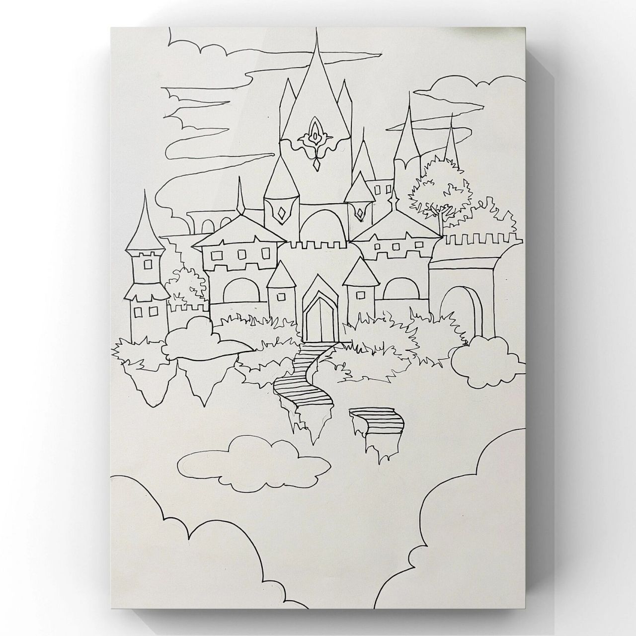 空中城堡绘画图片