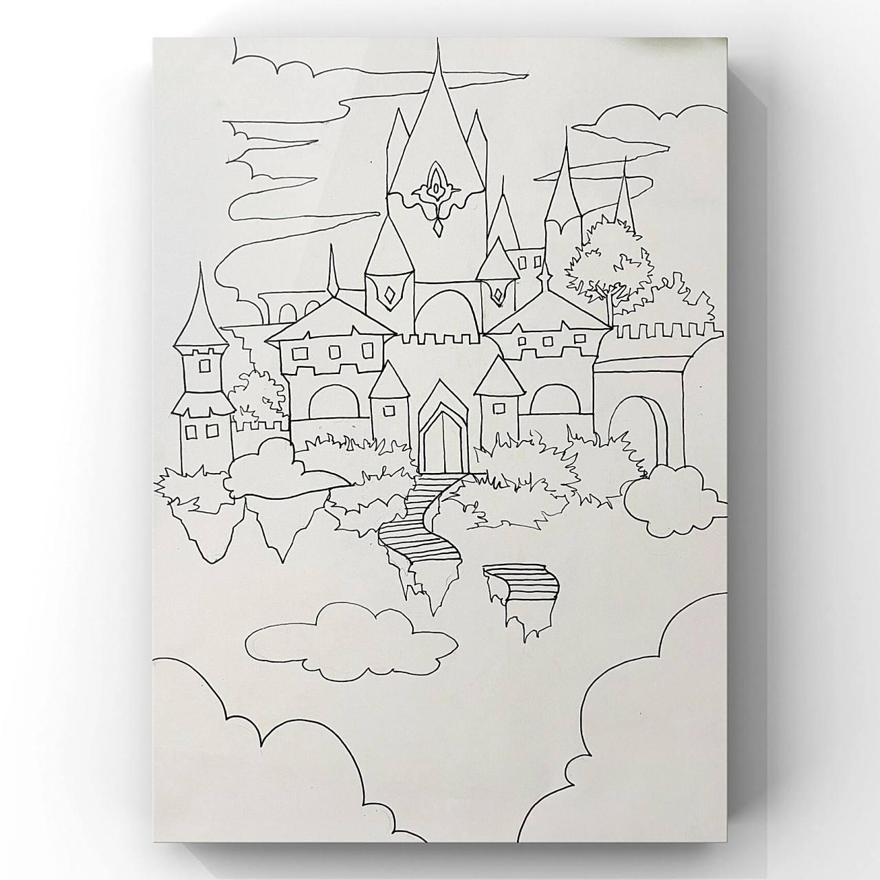 空中城堡,空中花园创意儿童画8-9岁 课程名称:空中花园 材料:8开素描