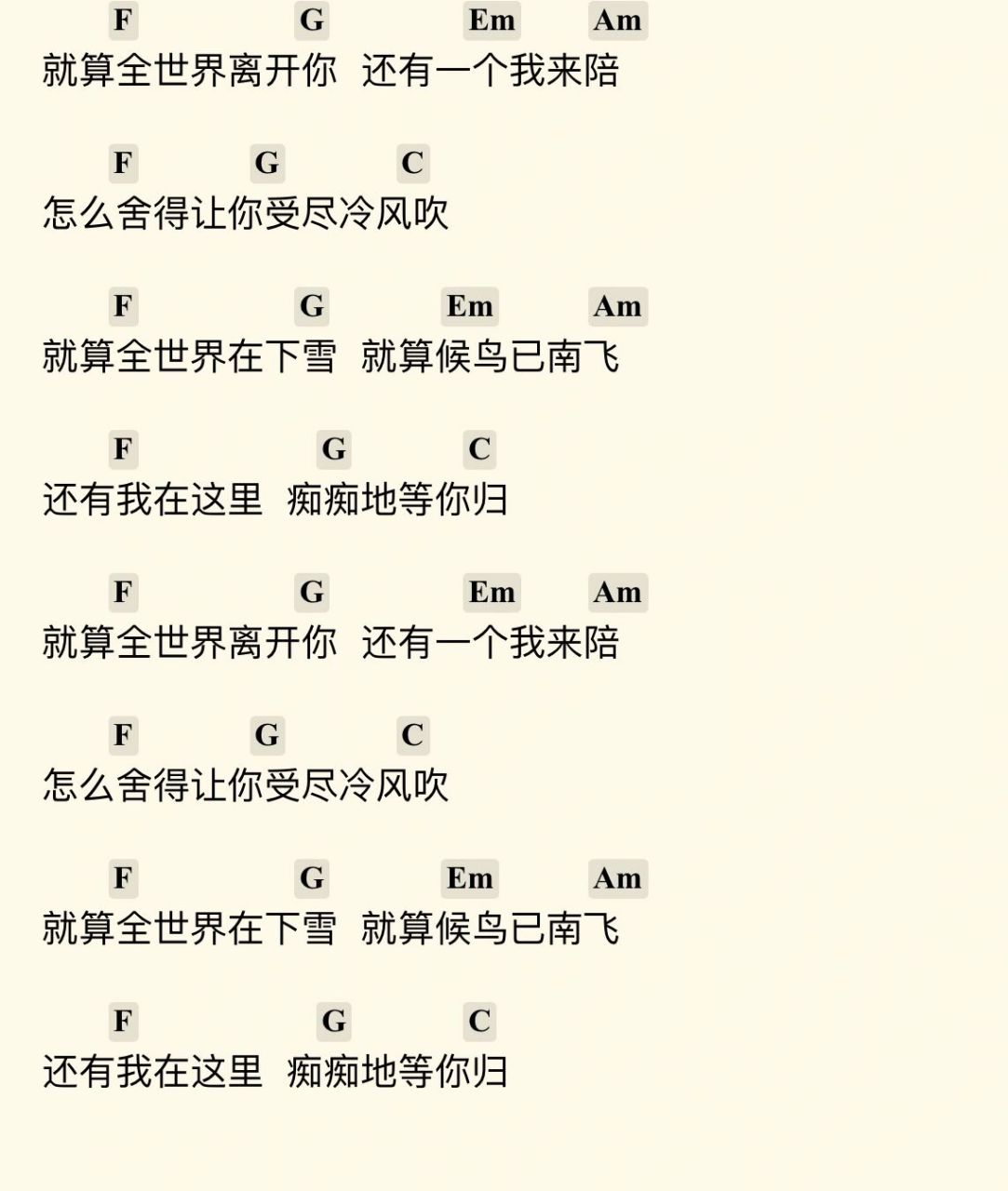 《还有我》 任贤齐 吉他谱分享 很好听,节奏型自己搭配