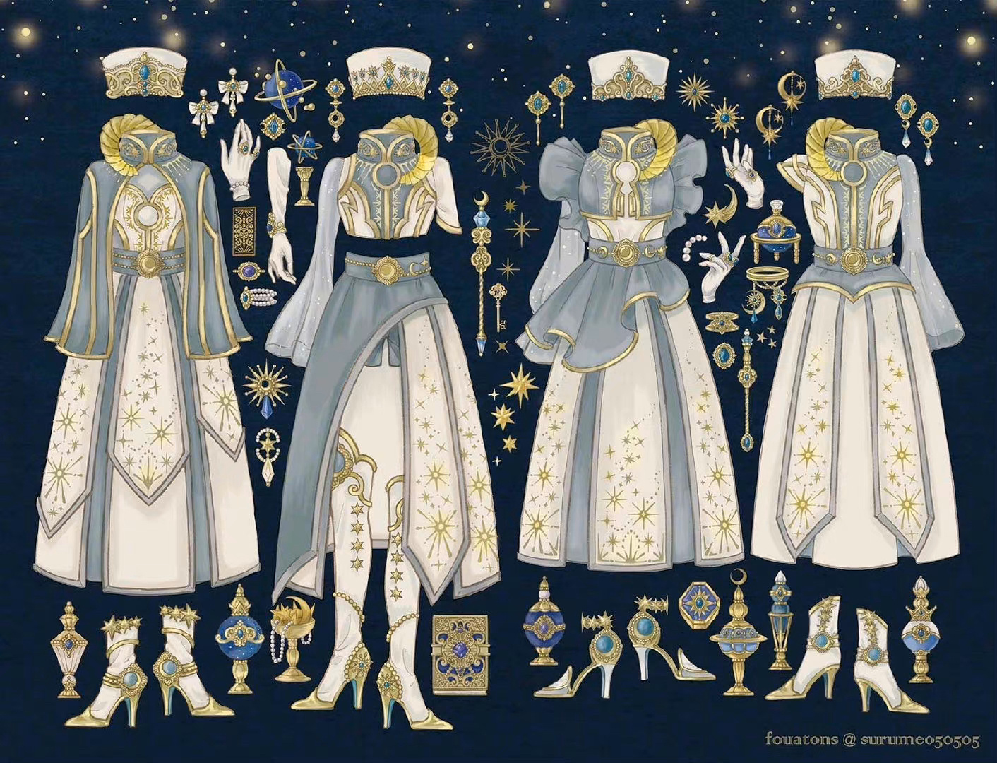 素材 | 动漫欧式服装参考 欧式风格服装参考.画师ふわっとん