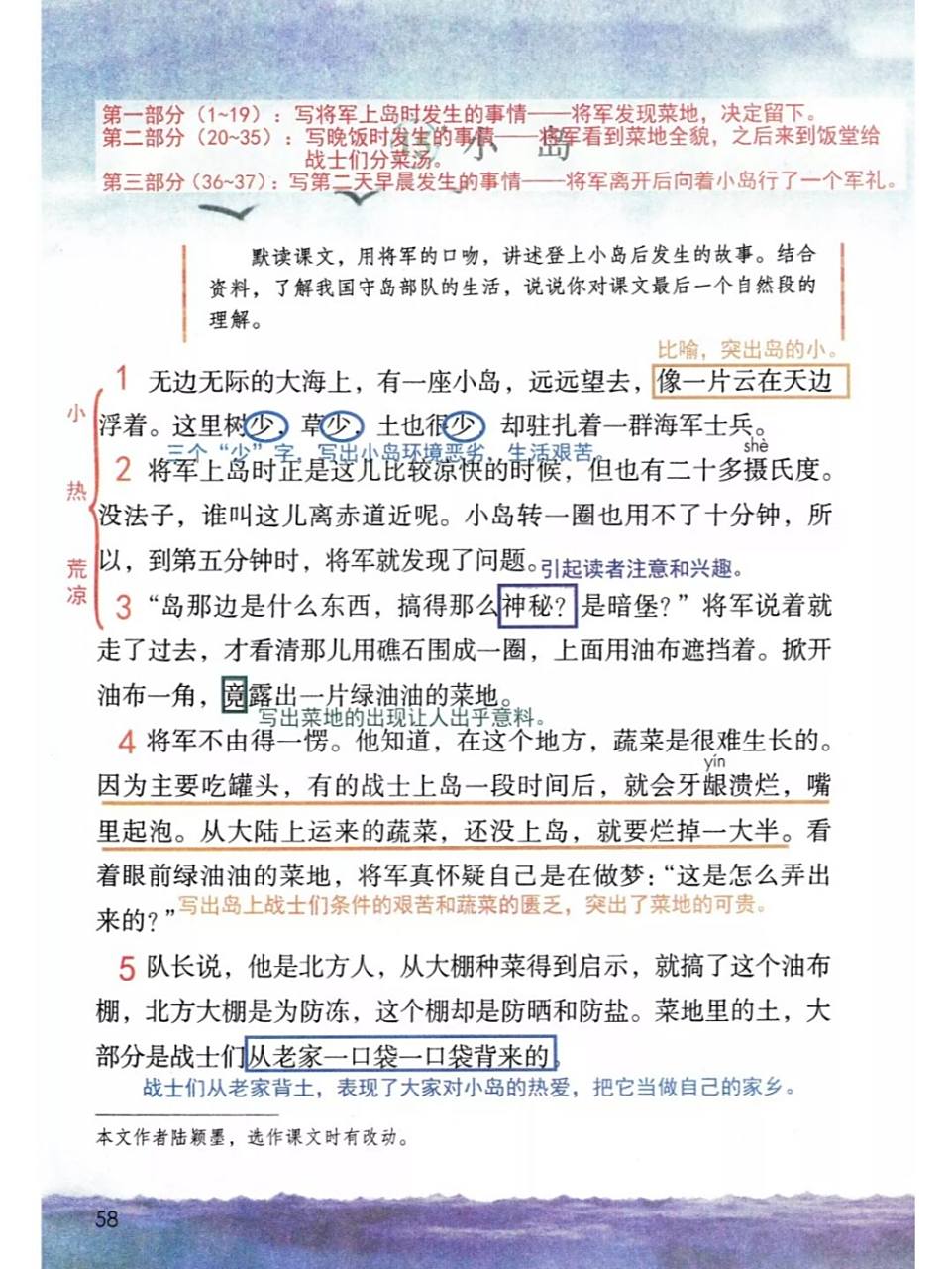 五上第15课《小岛》课堂笔记 #小学语文# #课堂笔记# #语文笔记