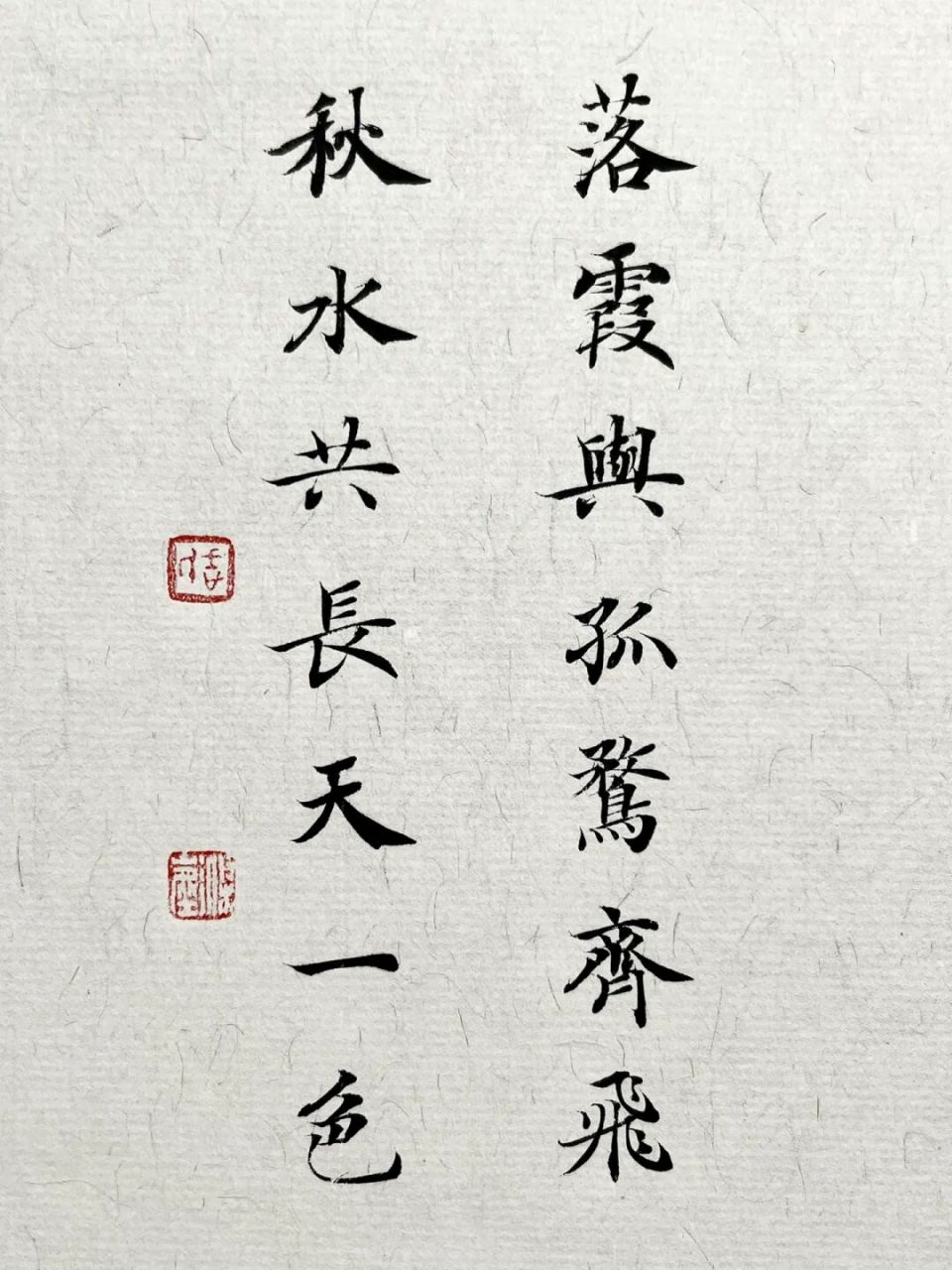 落霞与孤鹜齐飞,秋水共长天一色 #小楷# #写字是一种生活# #我的书法