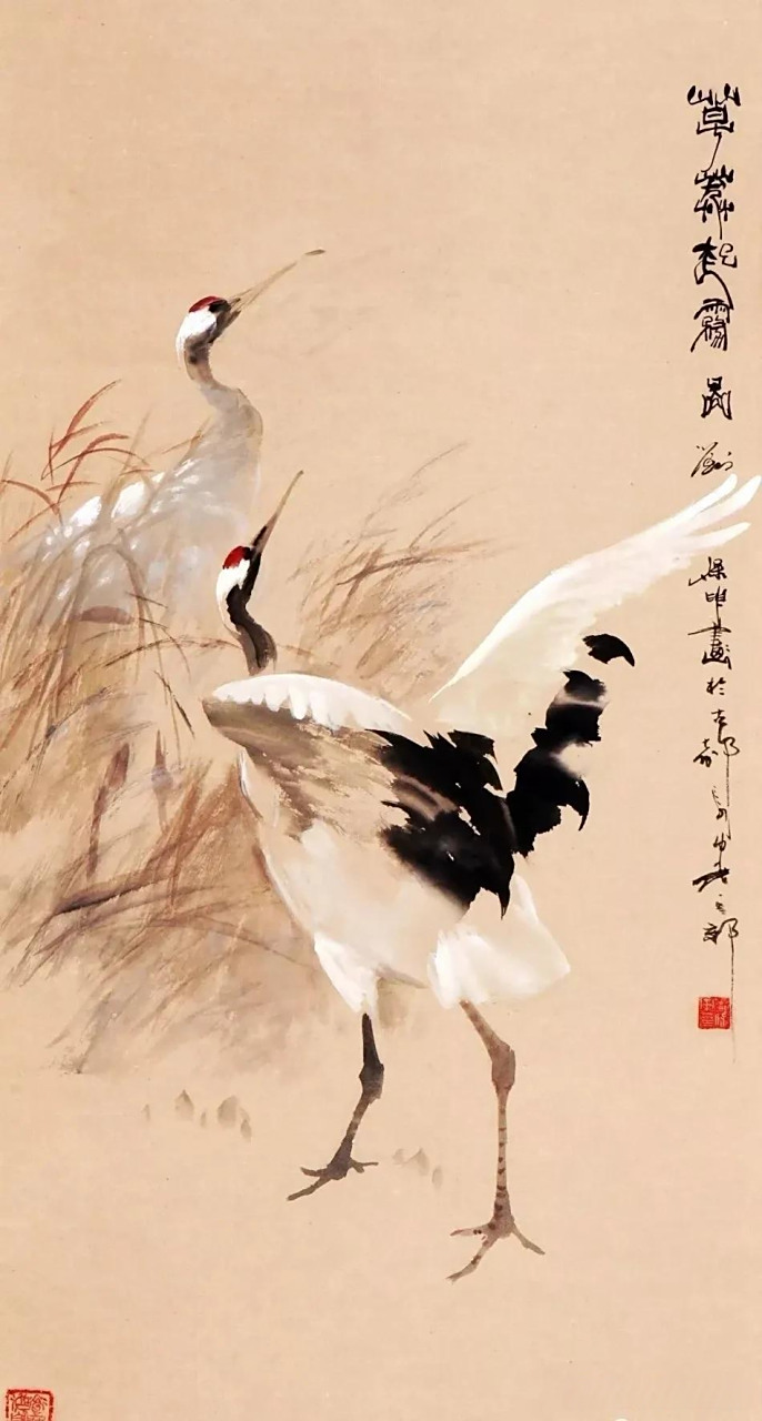 偶然间看到这样一组仙鹤的绘画作品,感觉挺漂亮,分享给大家一起欣赏.