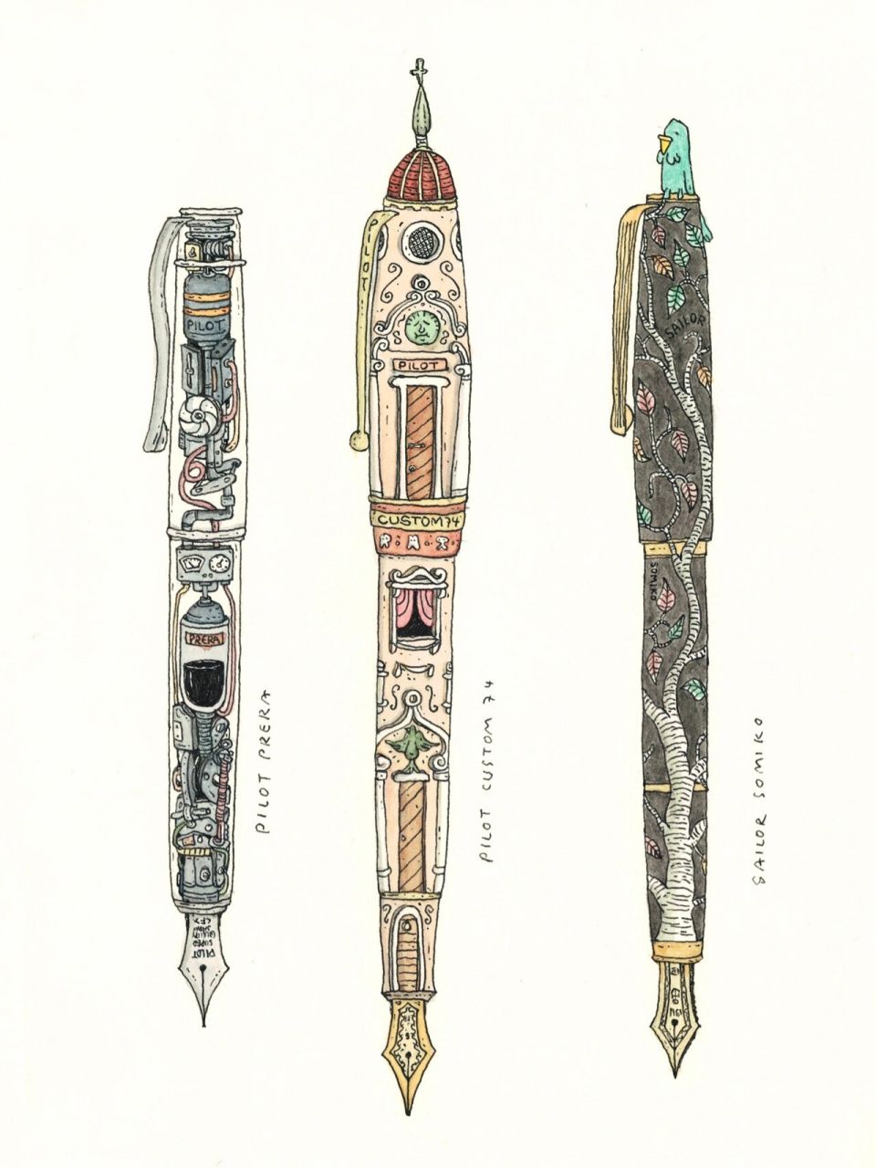 常用的三支钢笔:百乐74,佩尔娜,写乐somiko 百乐 pilot custom 74 ef