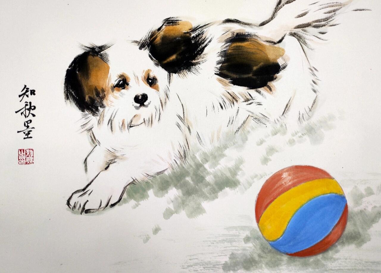 萌宠狗狗国画教程-步骤图-笔记