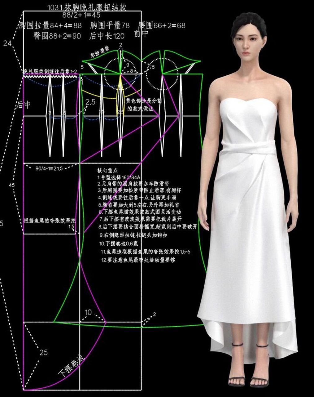 抹胸连衣裙结构制图图片