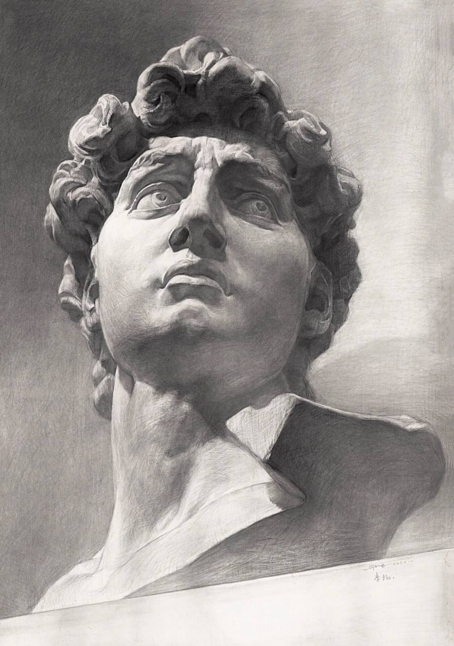 躺平角度～画大卫石膏