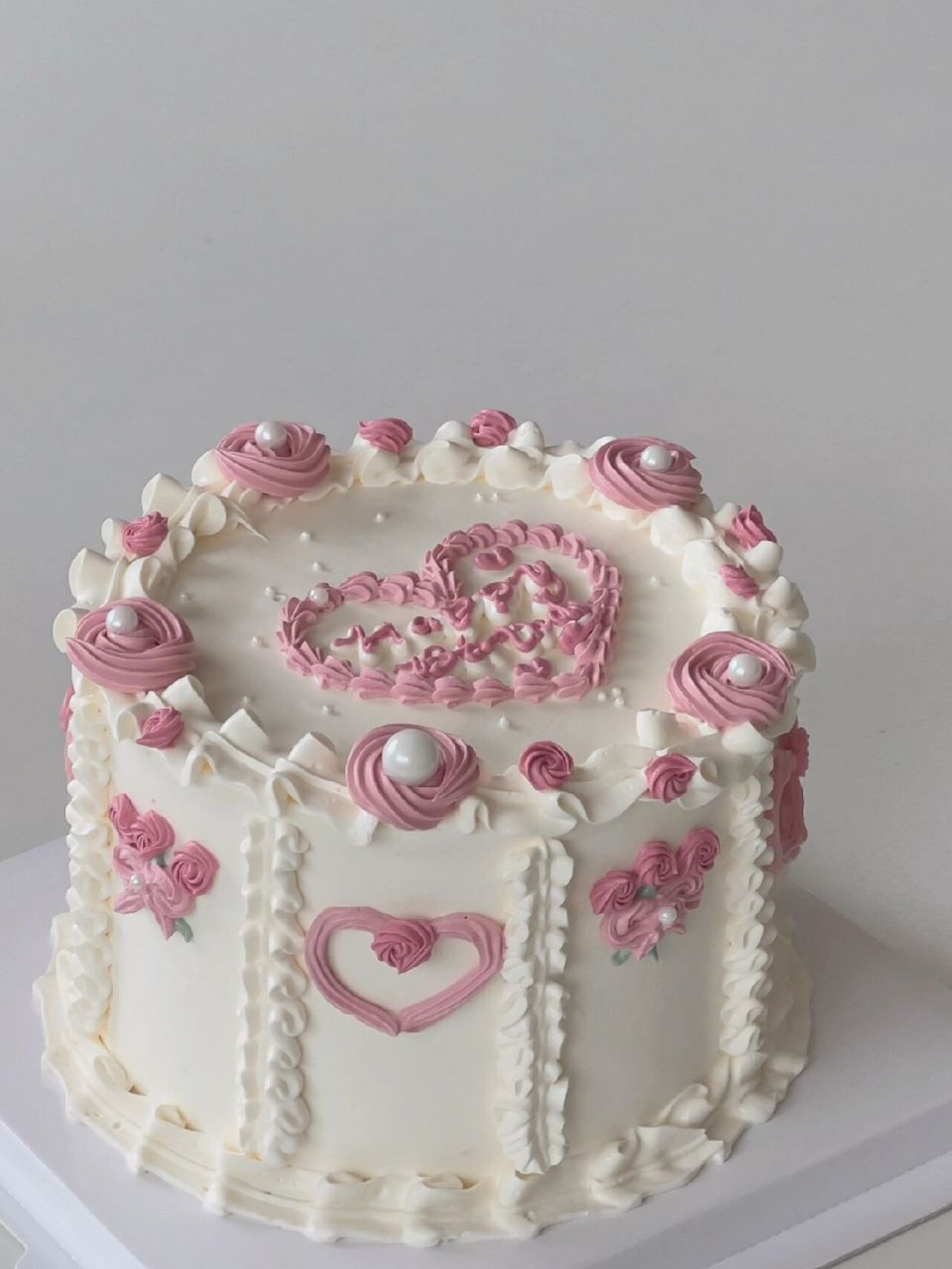 平潭蛋糕～33 粉色复古花边蛋糕 这个配色爱了