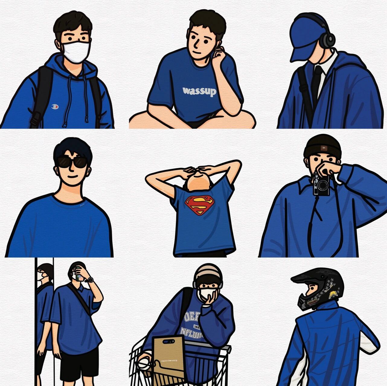 克莱因蓝手绘头像合集