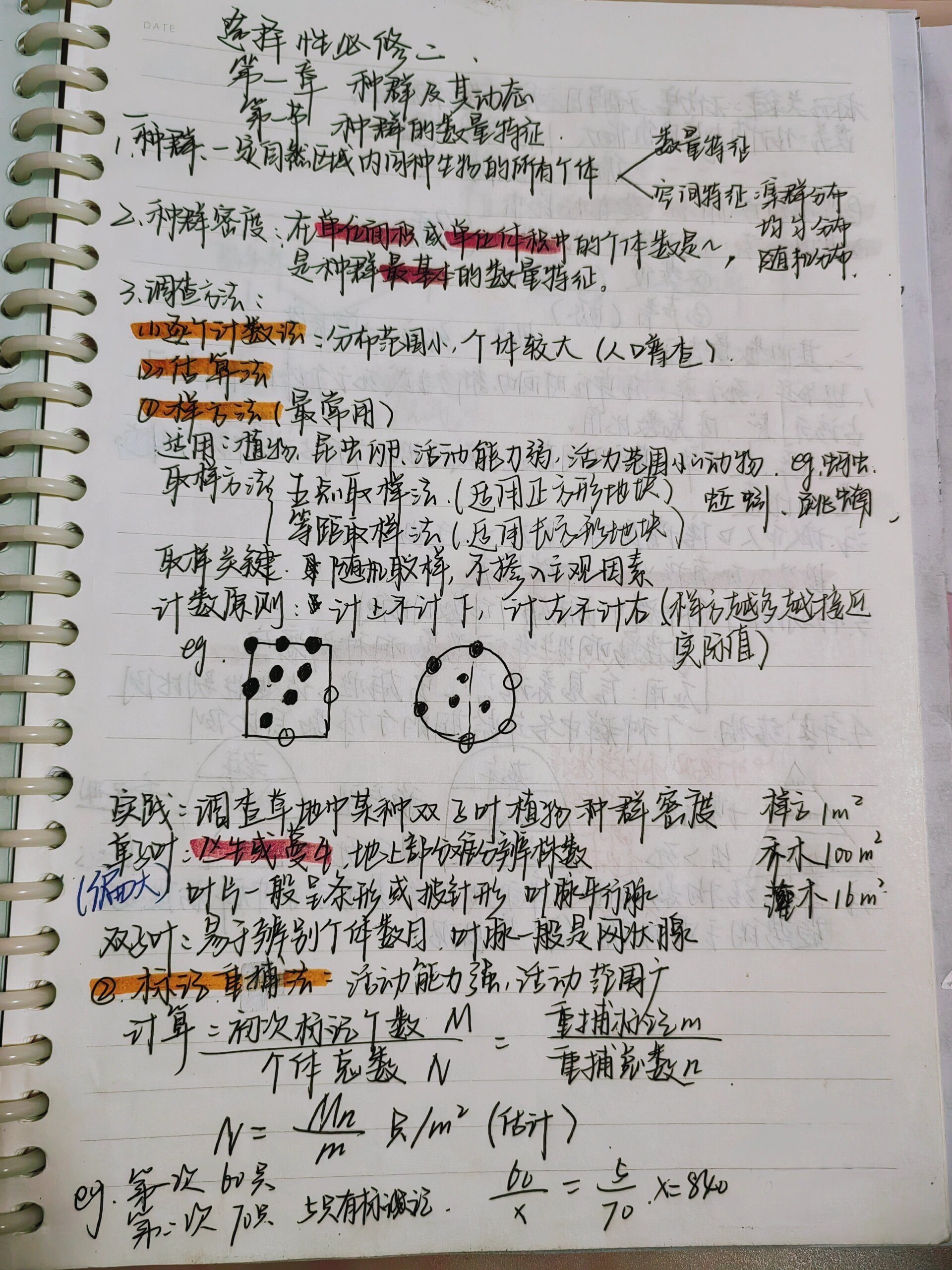 新教材高中生物笔记选修二第一章种群