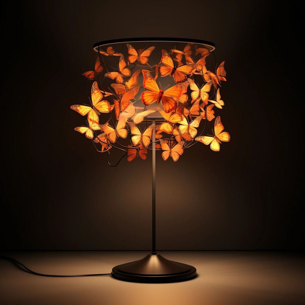 这是美子持续分享ai家居第91个 蝴蝶翩翩起舞的台灯78 浪漫唯美[你