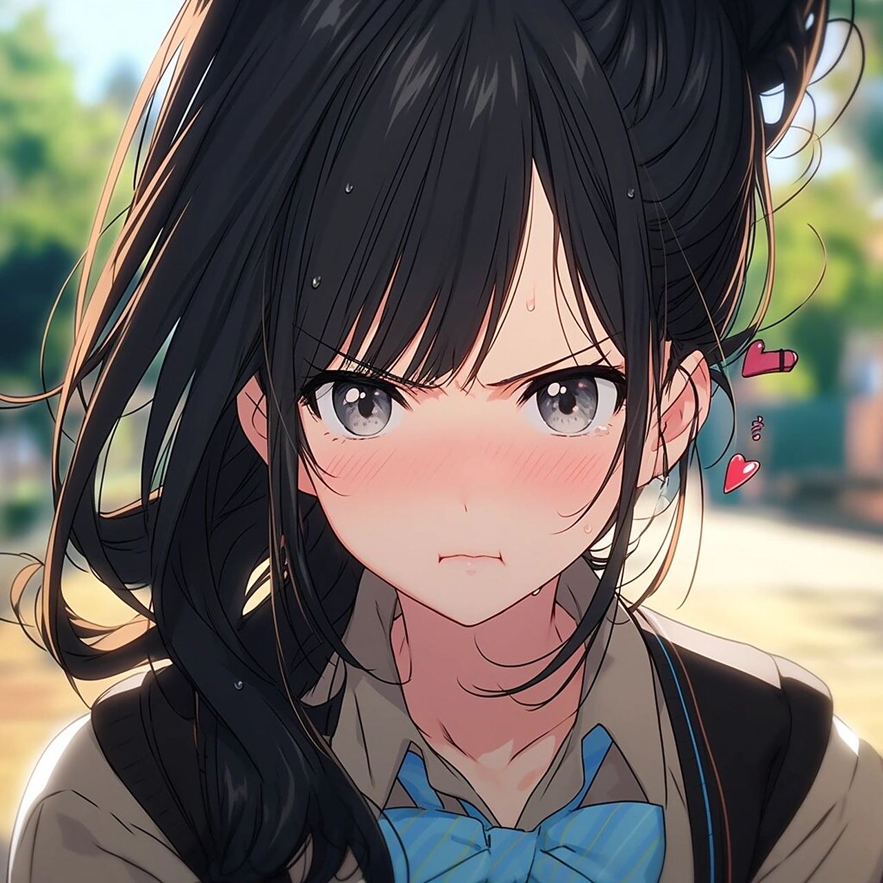 单马尾动漫女子高中生头像