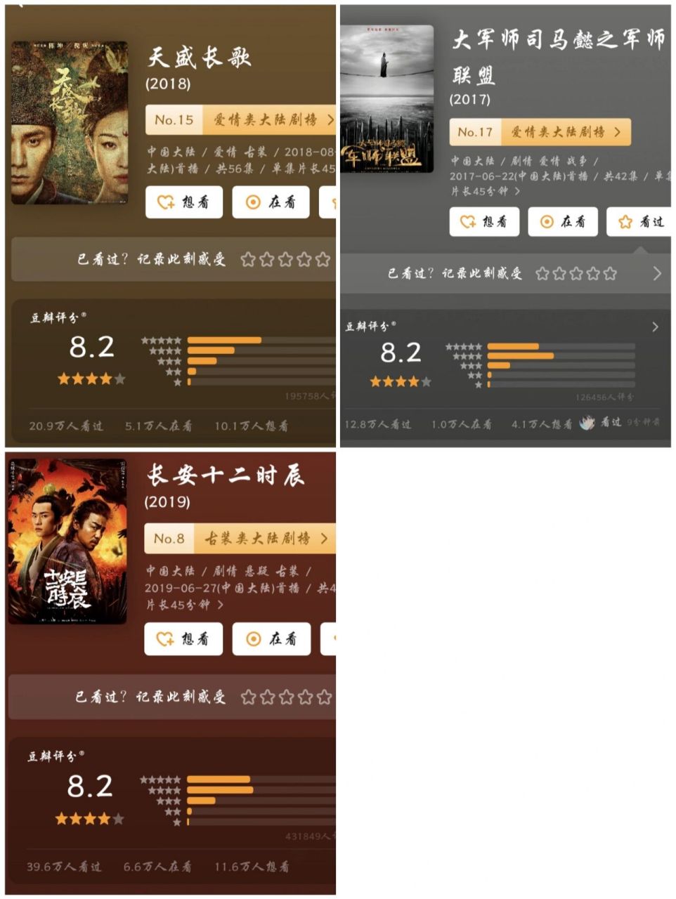【豆瓣】8分古装剧(2016-2021年) 将图片拼在一起,放在一个帖子里了