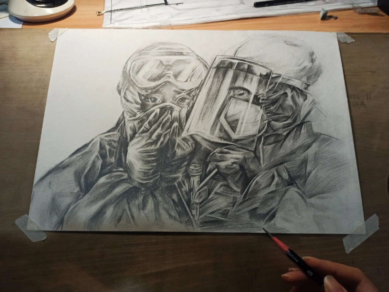 素描|抗疫主题绘画 医护人员