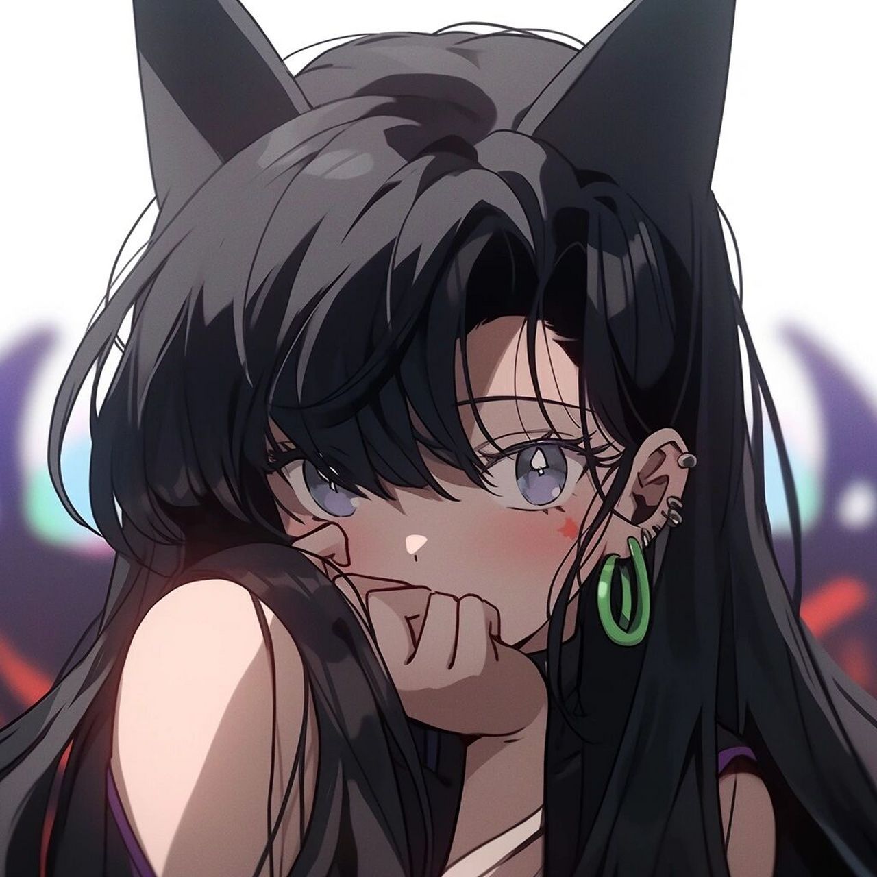 midjourney|旧漫头像-复古蒸汽波-甜酷猫女